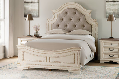 Cassel Furniture Outlet - Ashley Furniture - Realyn Bedroom - Queen Upholstered Panel Bed / Chipped White - B743B2