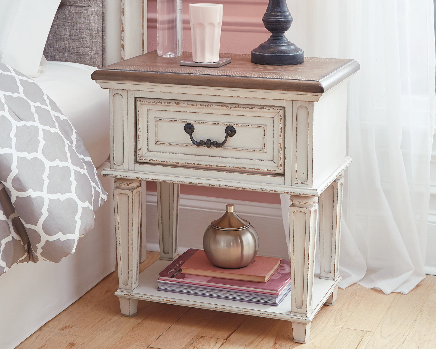 Cassel Furniture Outlet - Ashley Furniture - Realyn Bedroom - One Drawer Night Stand / Chipped White - B743-91