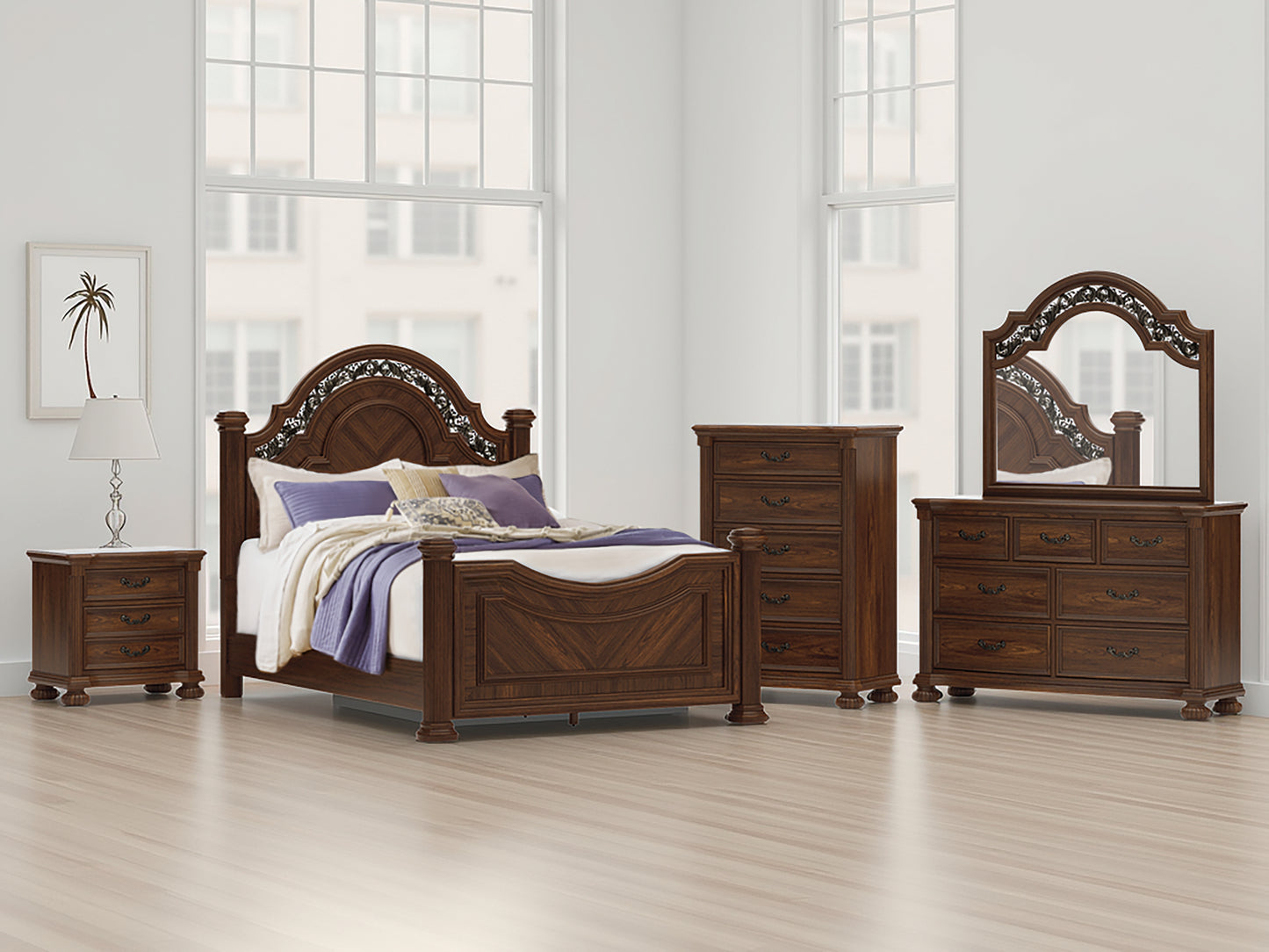 Cassel Furniture Outlet - Ashley Furniture - Lavinton Bedroom - Queen Poster Bed / Brown - B764B5