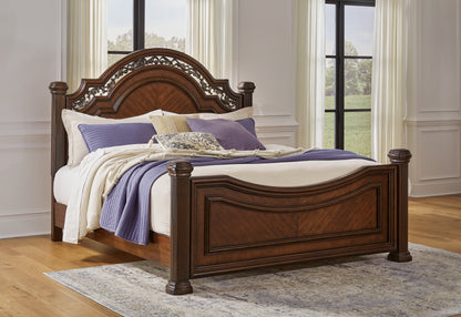 Cassel Furniture Outlet - Ashley Furniture - Lavinton Bedroom - King Poster Bed / Brown - B764B9