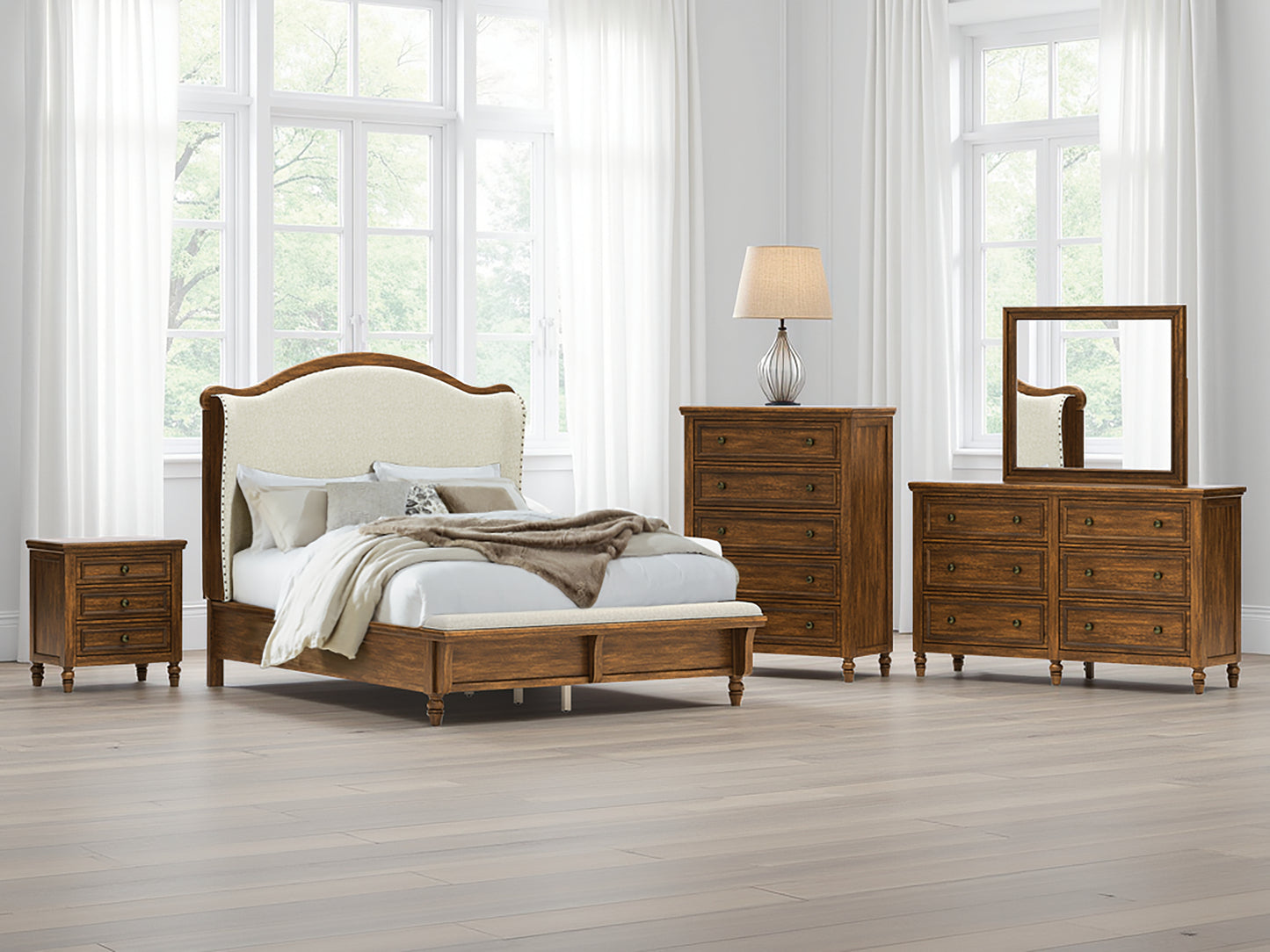 Cassel Furniture Outlet - Ashley Furniture - Sturlayne Bedroom - Queen Upholstered Panel Bed / Brown - B787B2