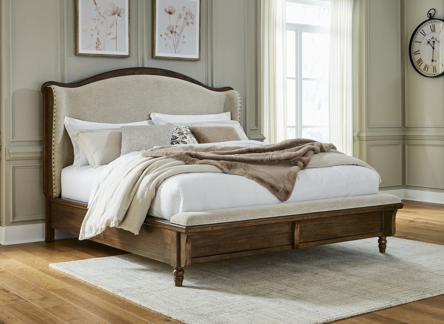 Cassel Furniture Outlet - Ashley Furniture - Sturlayne Bedroom - California King Upholstered Panel Bed / Brown - B787B5