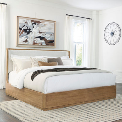 Cassel Furniture Outlet - Ashley Furniture - Pamaria Bedroom - California King Upholstered Panel Bed / Light Brown - PCB802B8