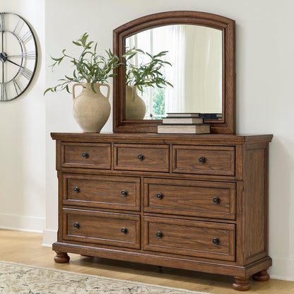 Cassel Furniture Outlet - Ashley Furniture - Zackaryn Bedroom - Dresser and Mirror / Warm Brown - PCB807B1