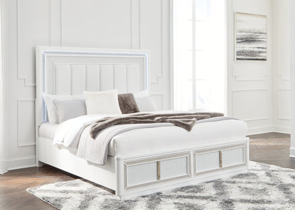 Cassel Furniture Outlet - Ashley Furniture - Chalanna Bedroom - California King Upholstered Storage Bed / White - B822B5