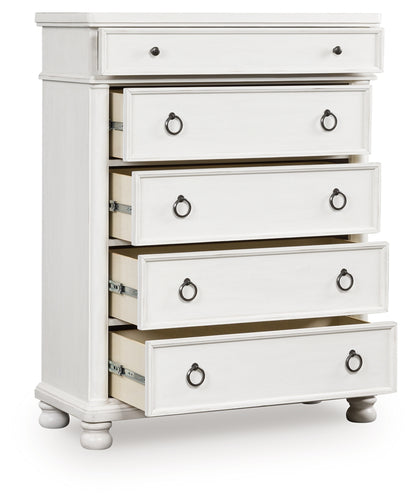 Cassel Furniture Outlet - Ashley Furniture - Rowlenstown Bedroom - Five Drawer Chest / Antique White - PCB823-46