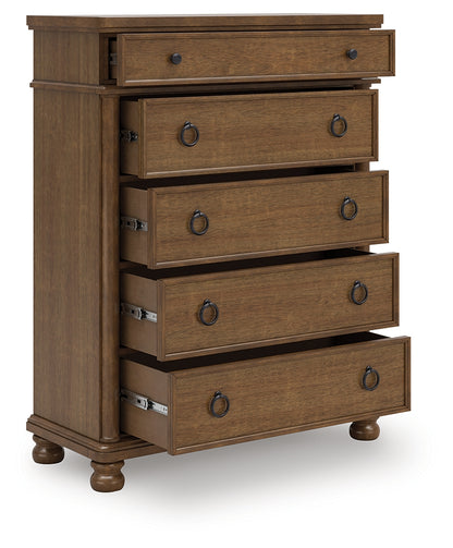Cassel Furniture Outlet - Ashley Furniture - Rowlenstown Bedroom - Five Drawer Chest / Brown - PCB824-46