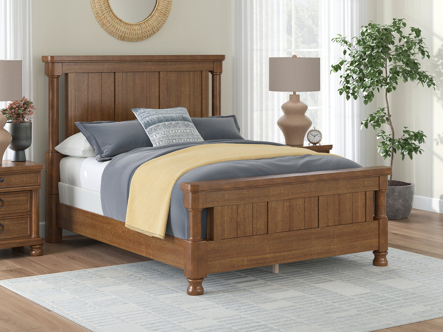 Cassel Furniture Outlet - Ashley Furniture - Rowlenstown Bedroom - Queen Poster Bed / Brown - PCB824B2