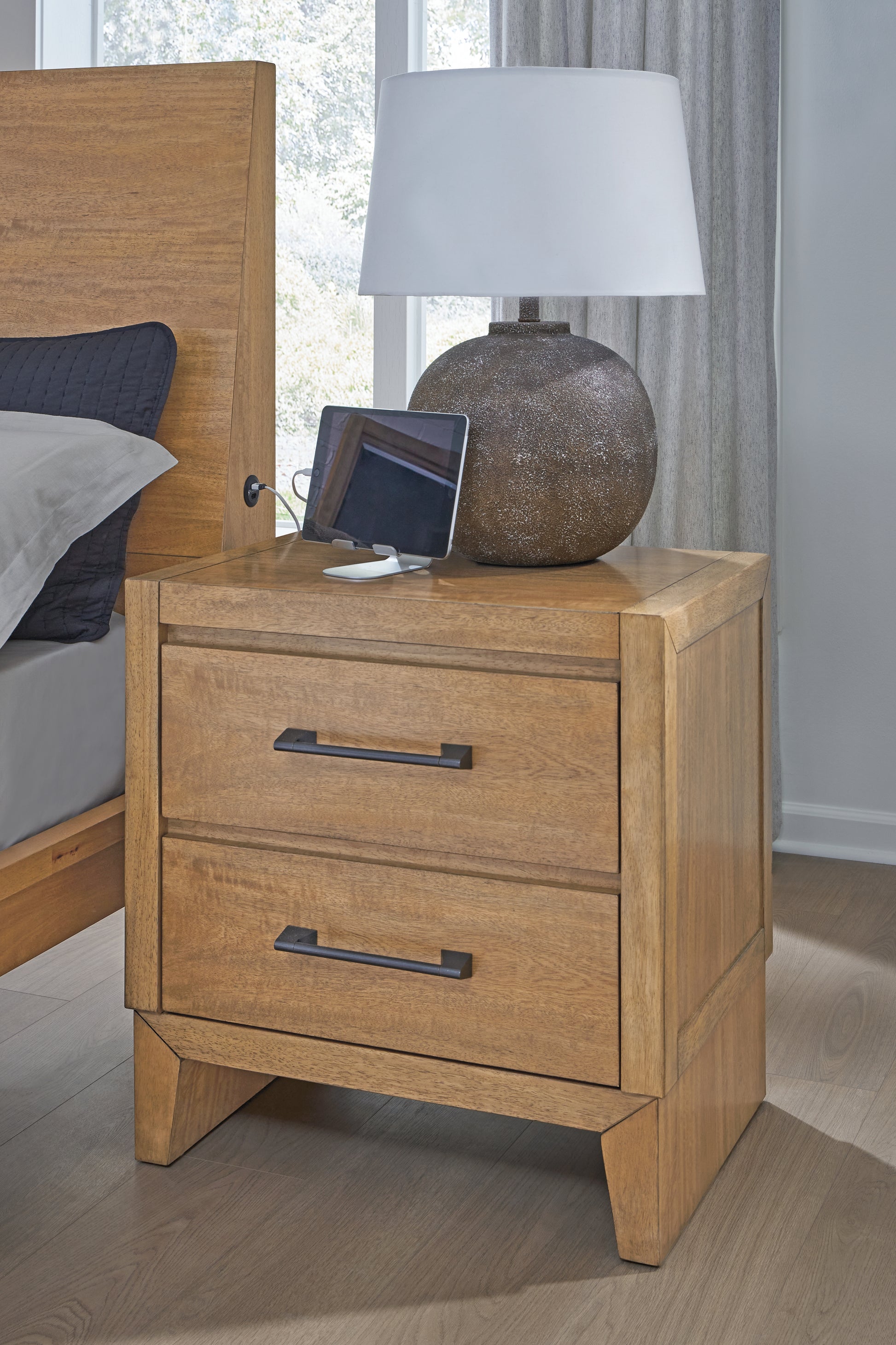 Cassel Furniture Outlet - Ashley Furniture - Sherbana Bedroom - Two Drawer Night Stand / Light Brown - B833-92