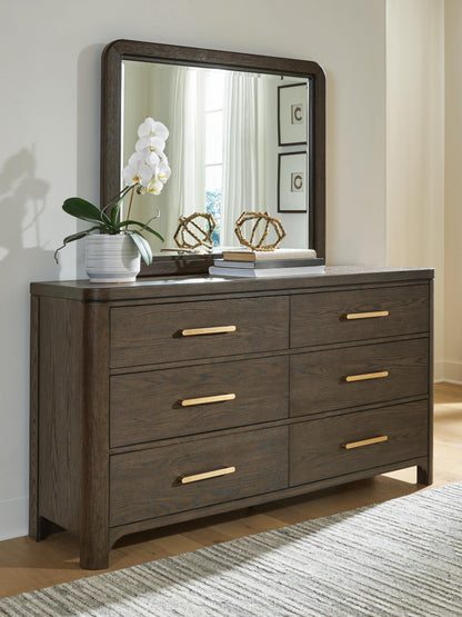 Cassel Furniture Outlet - Ashley Furniture - Radkin Bedroom - Dresser and Mirror / Burnished Brown - PCB843B1