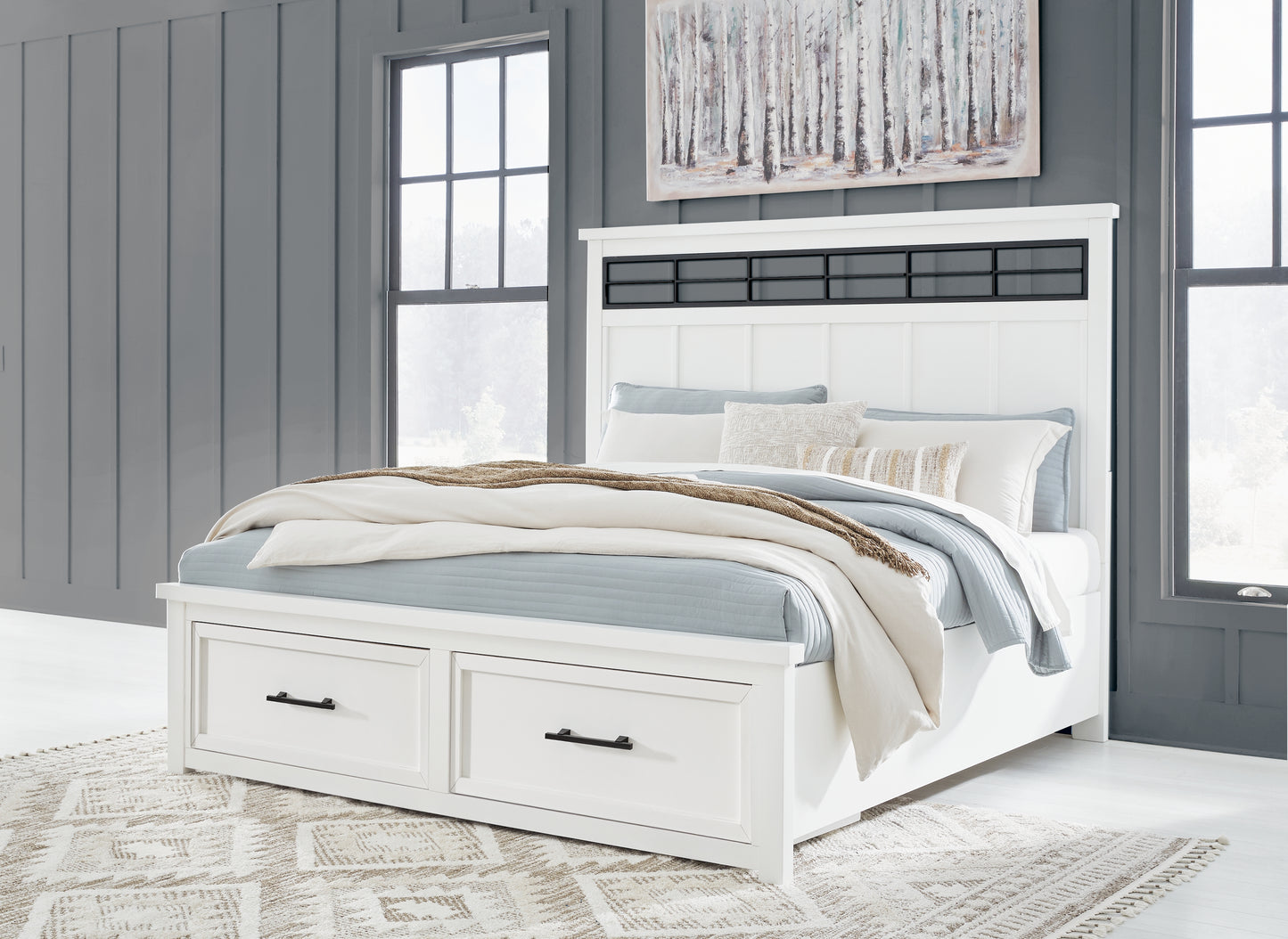 Cassel Furniture Outlet - Ashley Furniture - Ashbryn Bedroom - California King Panel Storage Bed / White/Natural - B844B5
