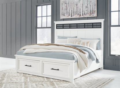 Cassel Furniture Outlet - Ashley Furniture - Ashbryn Bedroom - California King Panel Storage Bed / White/Natural - B844B5