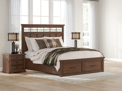Cassel Furniture Outlet - Ashley Furniture - Taffenbrook Bedroom - California King Panel Storage Bed / Medium Brown - B849B5