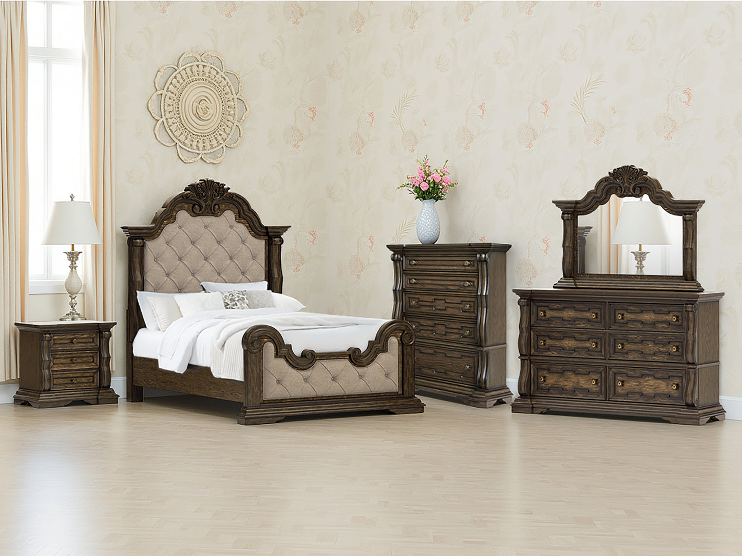 Cassel Furniture Outlet - Ashley Furniture - Maylee Bedroom - Queen Upholstered Bed / Dark Brown - B947B2