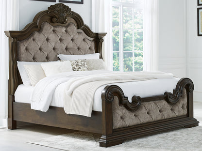 Cassel Furniture Outlet - Ashley Furniture - Maylee Bedroom - California King Upholstered Bed / Dark Brown - B947B5