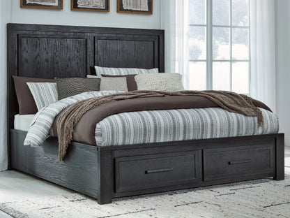 Cassel Furniture Outlet - Ashley Furniture - Foyland Bedroom - King Panel Storage Bed / Black/Brown - B989B4