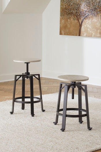 Cassel Furniture Outlet - Ashley Furniture - Karisslyn Dining Room - Counter Height Stool (Set of 2) / Whitewash/Black - D336-024X2
