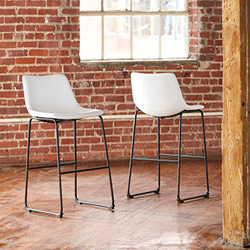 Cassel Furniture Outlet - Ashley Furniture - Centiar Dining Room - Pub Height Bar Stool (Set of 2) / White - D372-730X2