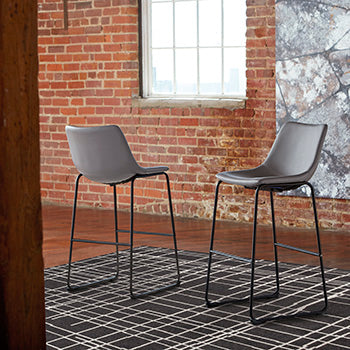 Cassel Furniture Outlet - Ashley Furniture - Centiar Dining Room - Pub Height Bar Stool (Set of 2) / Gray - D372-830X2