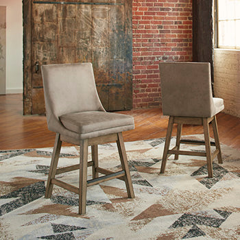 Cassel Furniture Outlet - Ashley Furniture - Tallenger Dining Room - Counter Height Bar Stool (Set of 2) / Beige - D380-524X2