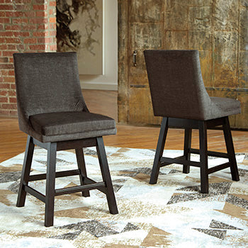 Cassel Furniture Outlet - Ashley Furniture - Tallenger Dining Room - Counter Height Bar Stool (Set of 2) / Dark Gray - D380-624X2