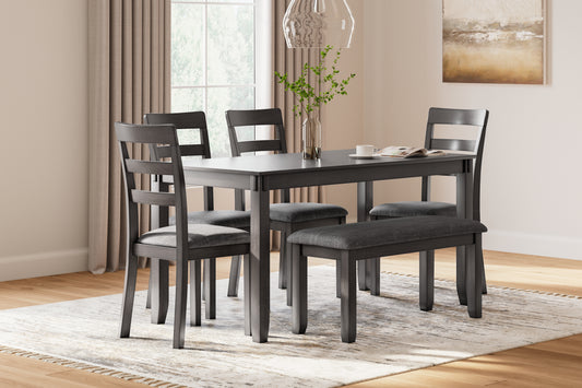 Cassel Furniture Outlet - Ashley Furniture - Bridson Dining Room - Square Counter TBL Set (5/CN) / Gray - D383-223