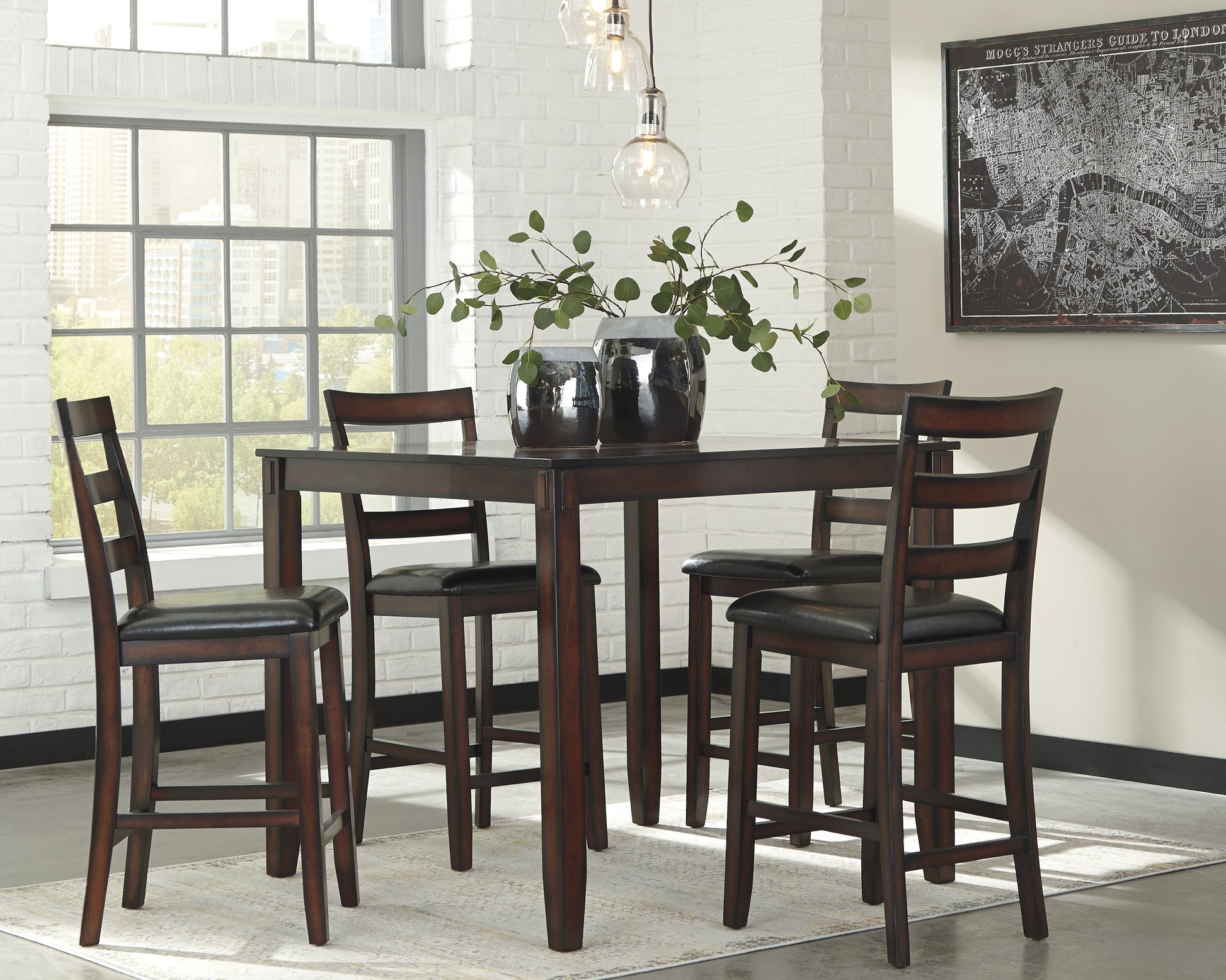 Cassel Furniture Outlet - Ashley Furniture - Coviar Dining Room - Dining Room Table Set (6/CN) / Brown - D385-325