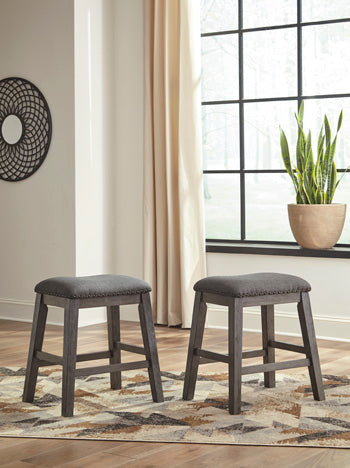Cassel Furniture Outlet - Ashley Furniture - Caitbrook Dining Room - Counter Height Upholstered Bar Stool (Set of 2) / Gray - D388-024X2
