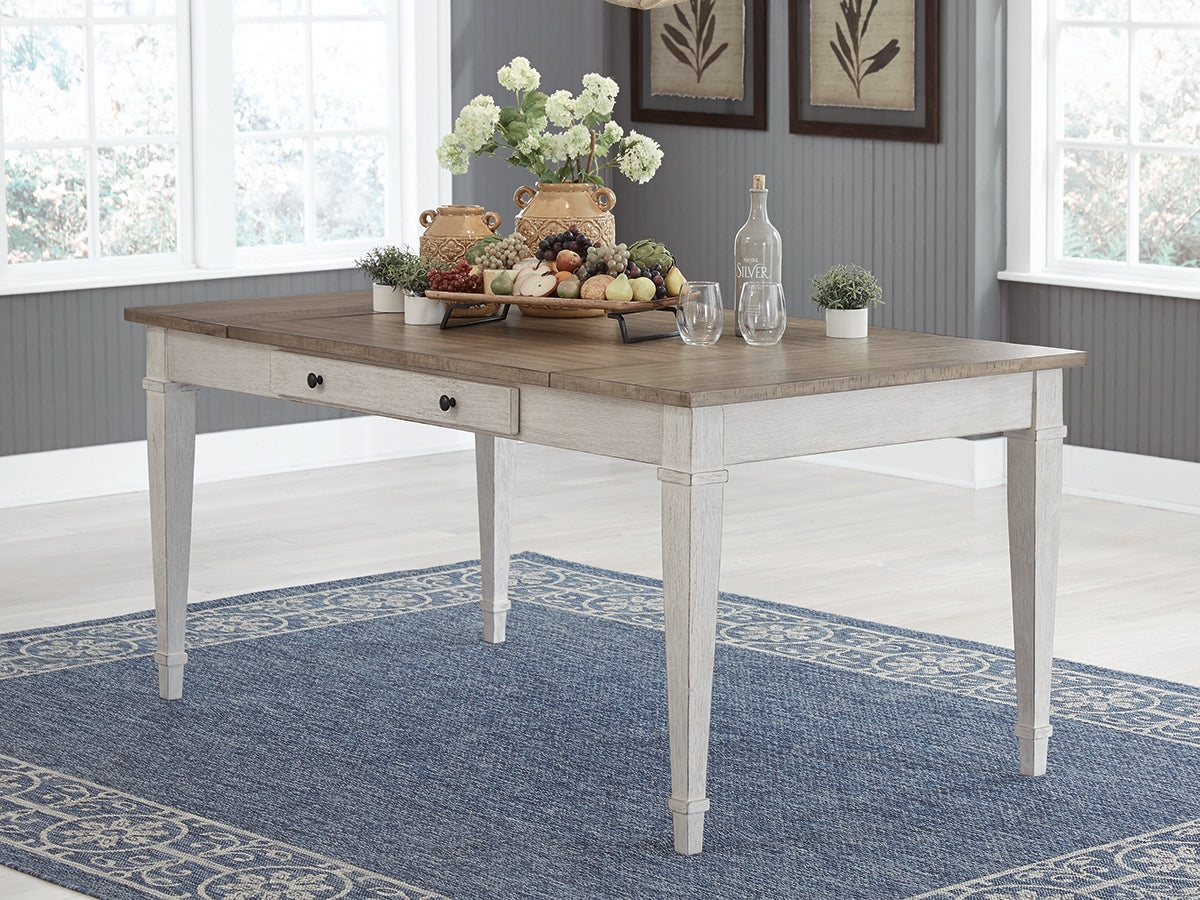Cassel Furniture Outlet - Ashley Furniture - Skempton Dining Room - RECT DRM Table w/Storage / White/Light Brown - D394-25