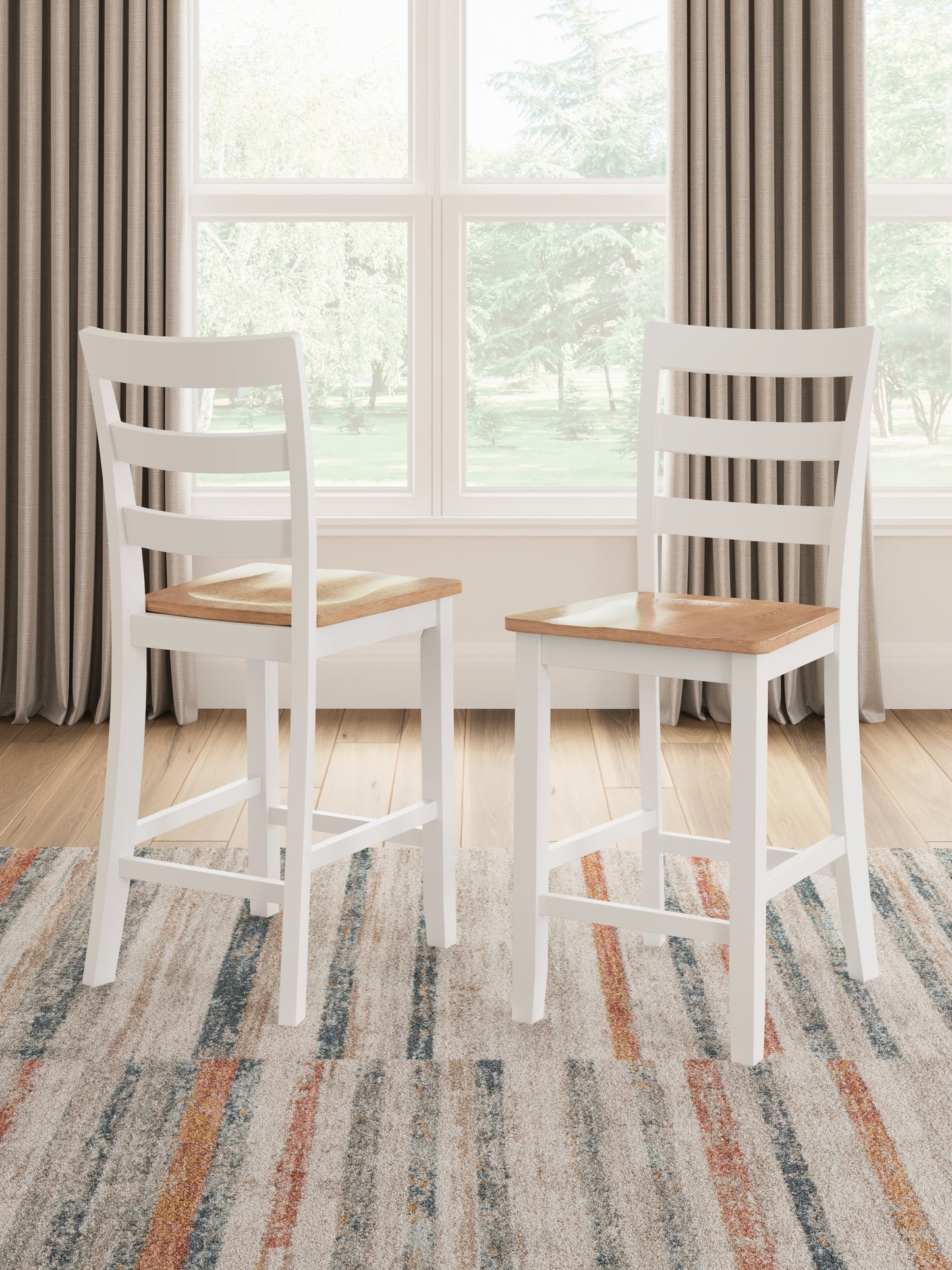 Cassel Furniture Outlet - Ashley Furniture - Gesthaven Dining Room - Counter Height Barstool (Set of 2) / Natural/White - D398-124X2