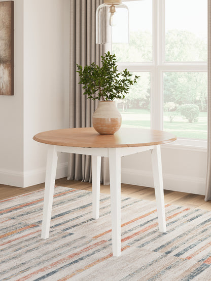 Cassel Furniture Outlet - Ashley Furniture - Gesthaven Dining Room - Round DRM Drop Leaf Table / Natural/White - D398-15
