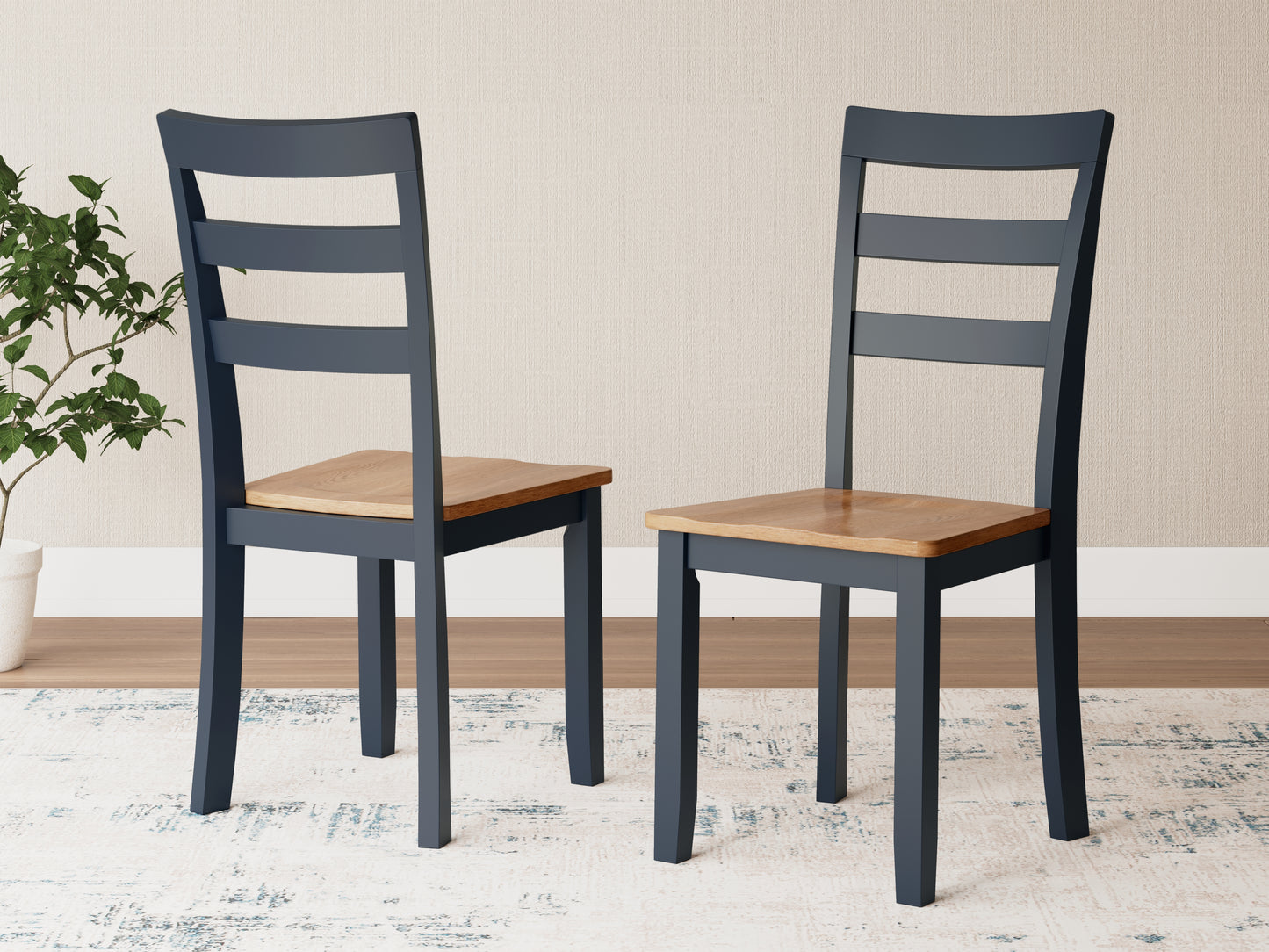 Cassel Furniture Outlet - Ashley Furniture - Gesthaven Dining Room - Dining Chair (Set of 2) / Natural/Blue - D399-01X2