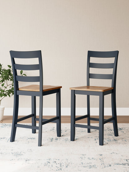 Cassel Furniture Outlet - Ashley Furniture - Gesthaven Dining Room - Counter Height Barstool (Set of 2) / Natural/Blue - D399-124X2
