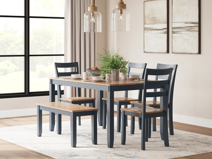 Cassel Furniture Outlet - Ashley Furniture - Gesthaven Dining Room - Dining Room Table Set (6/CN) / Natural/Blue - D399-325