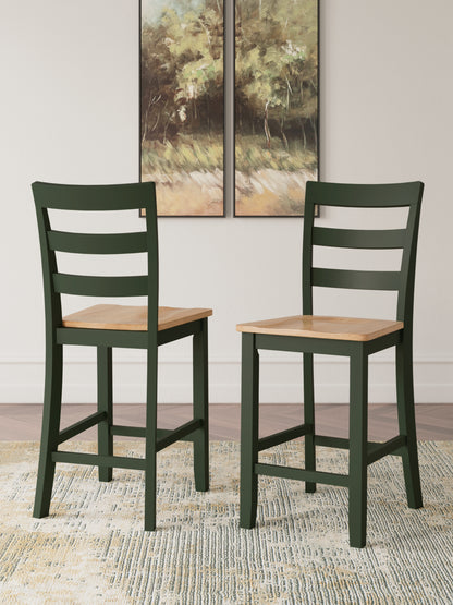 Cassel Furniture Outlet - Ashley Furniture - Gesthaven Dining Room - Counter Height Barstool (Set of 2) / Natural/Green - D401-124X2