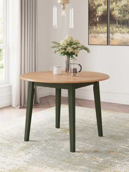 Cassel Furniture Outlet - Ashley Furniture - Gesthaven Dining Room - Round DRM Drop Leaf Table / Natural/Green - D401-15