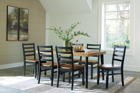 Cassel Furniture Outlet - Ashley Furniture - Blondon Dining Room - RECT DRM Table Set (7/CN) / Brown/Black - D413-425