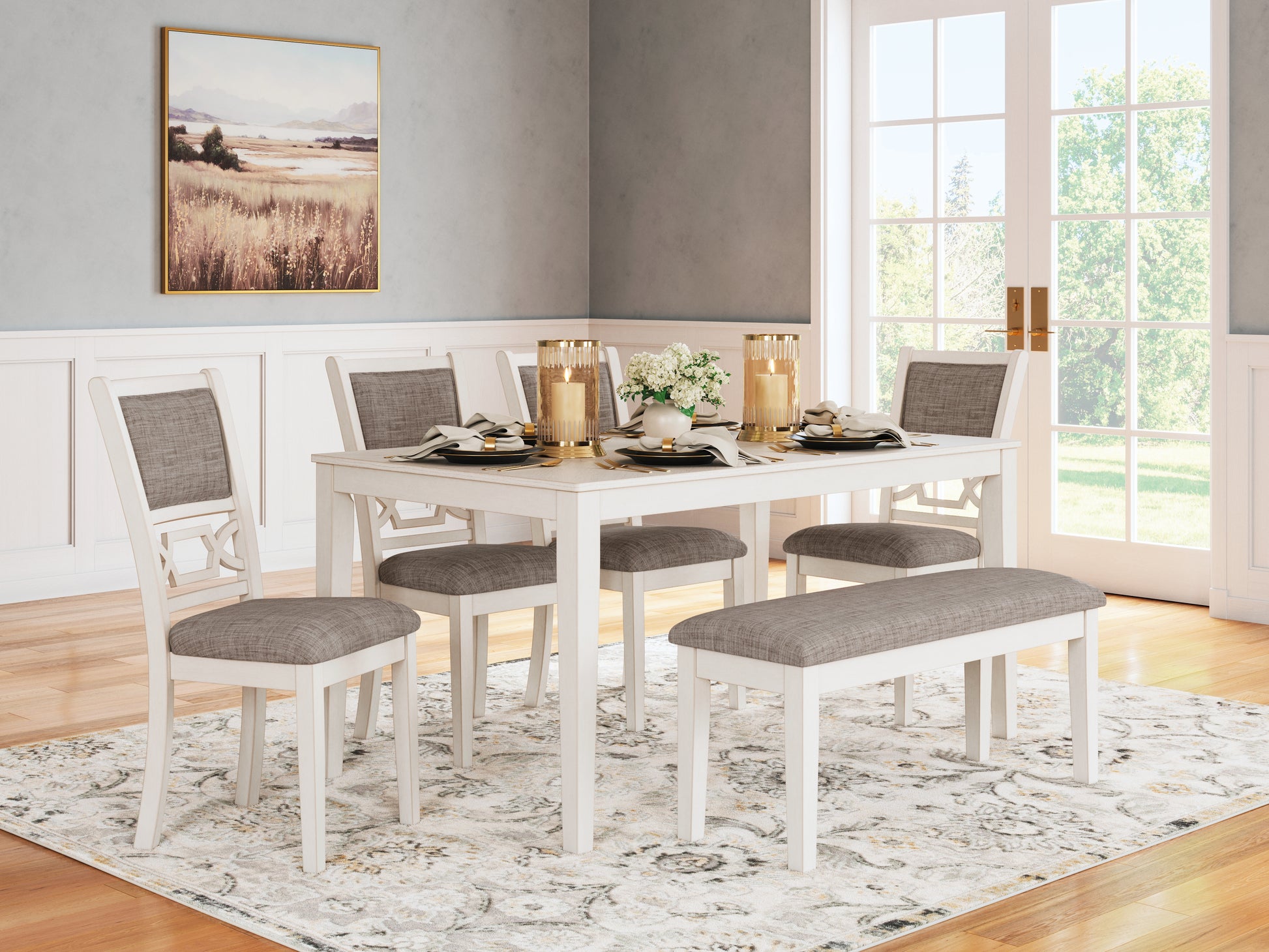 Cassel Furniture Outlet - Ashley Furniture - Erinberg Dining Room - DRM Counter Table Set (5/CN) / Antique White - D423-223