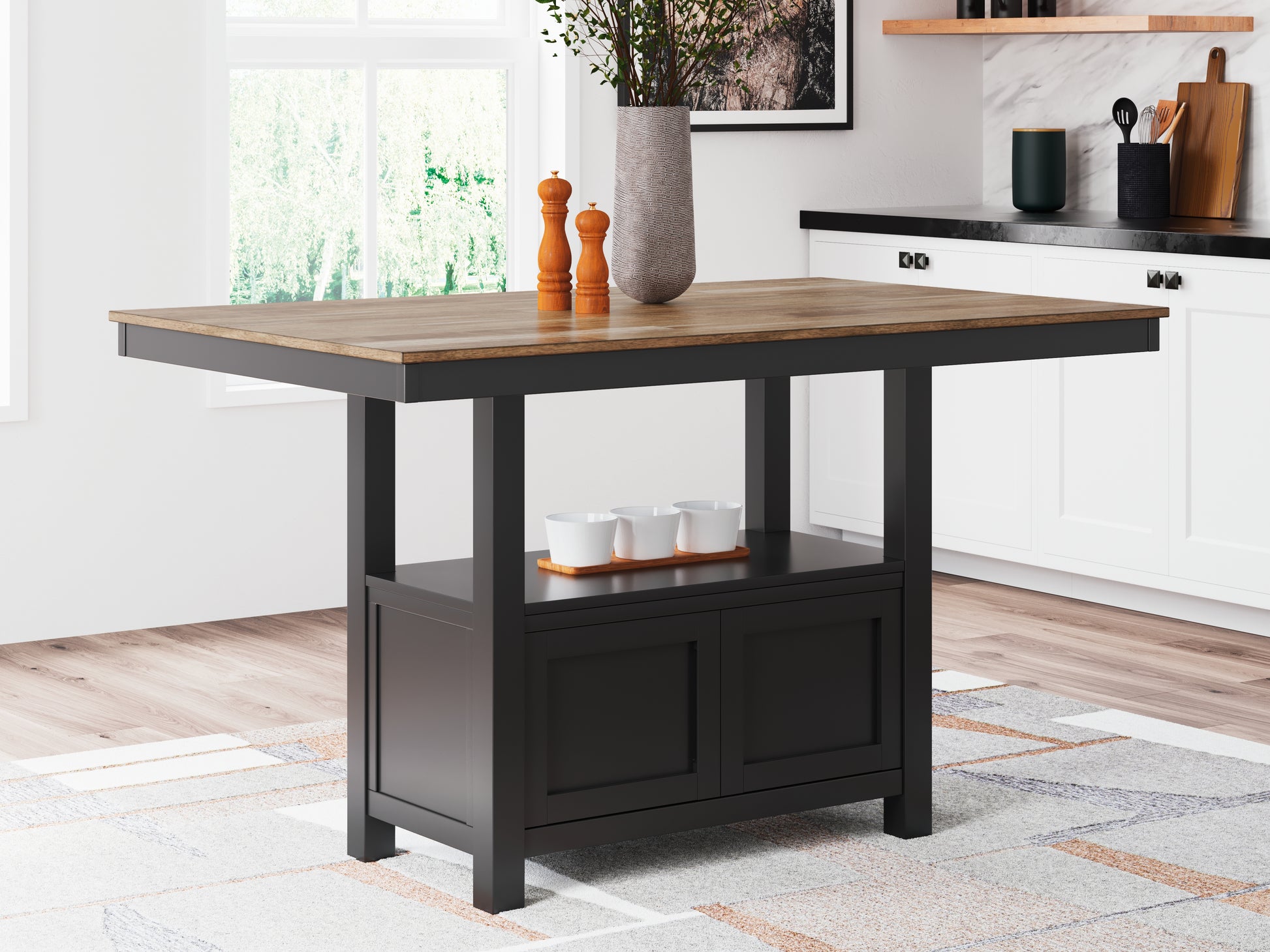 Cassel Furniture Outlet - Ashley Furniture - Wildenauer Dining Room - RECT Dining Room Counter Table / Brown/Black - D634-13