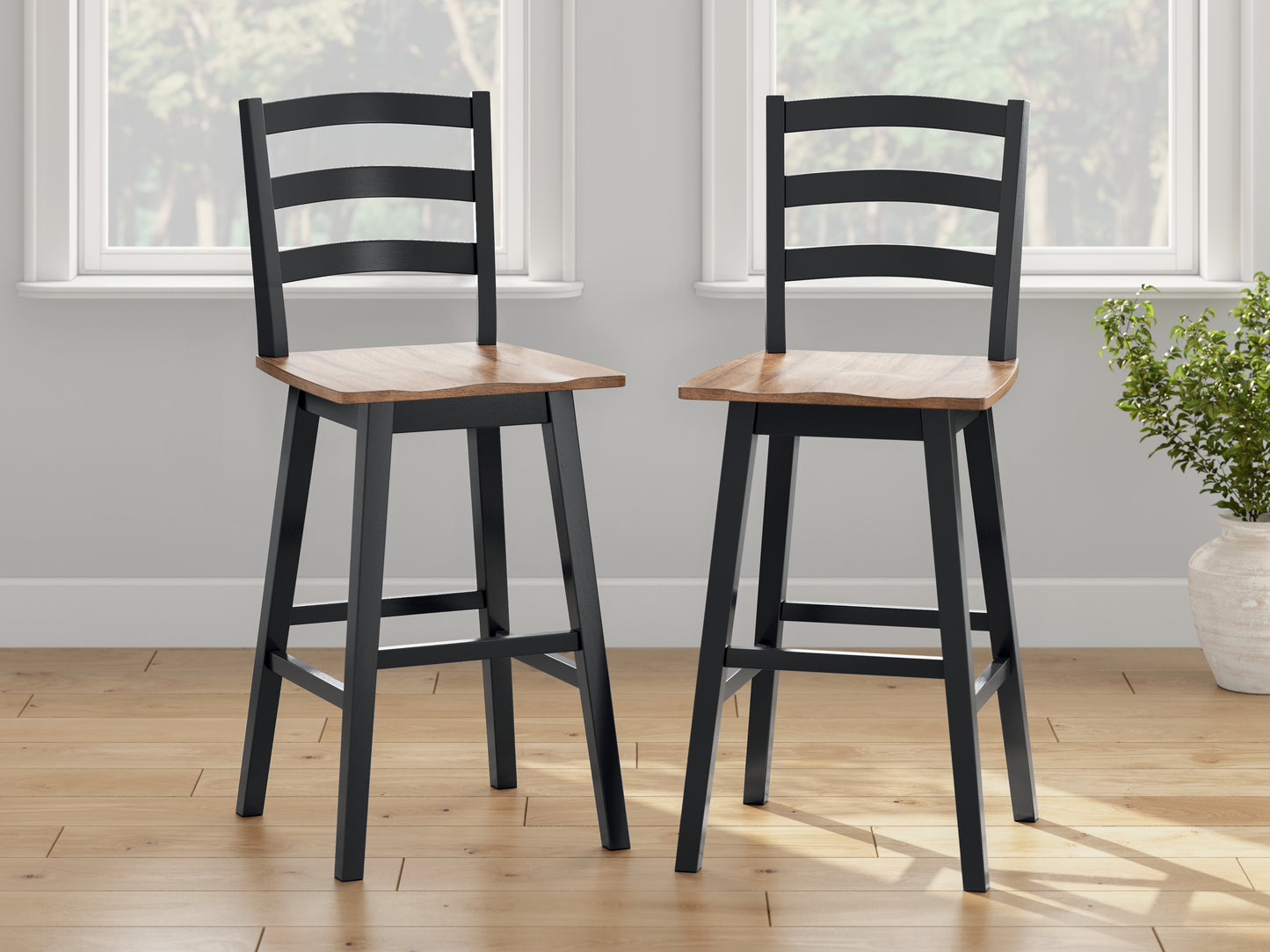 Cassel Furniture Outlet - Ashley Furniture - Wildenauer Dining Room - Bar Height Barstool (Set of 2) / Brown/Black - D634-230X2