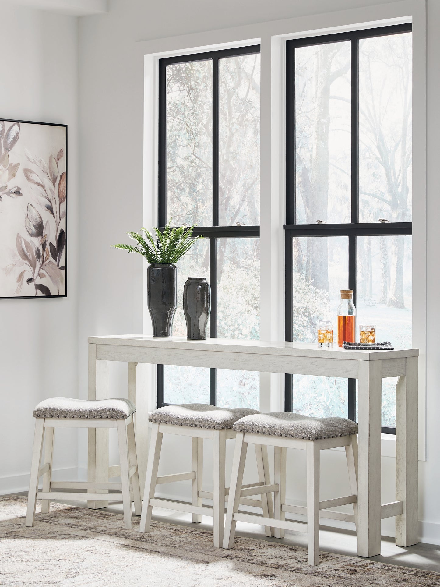 Cassel Furniture Outlet - Ashley Furniture - Robbinsdale Dining Room - RECT DRM Counter TBL Set(4/CN) / Antique White - D642-113
