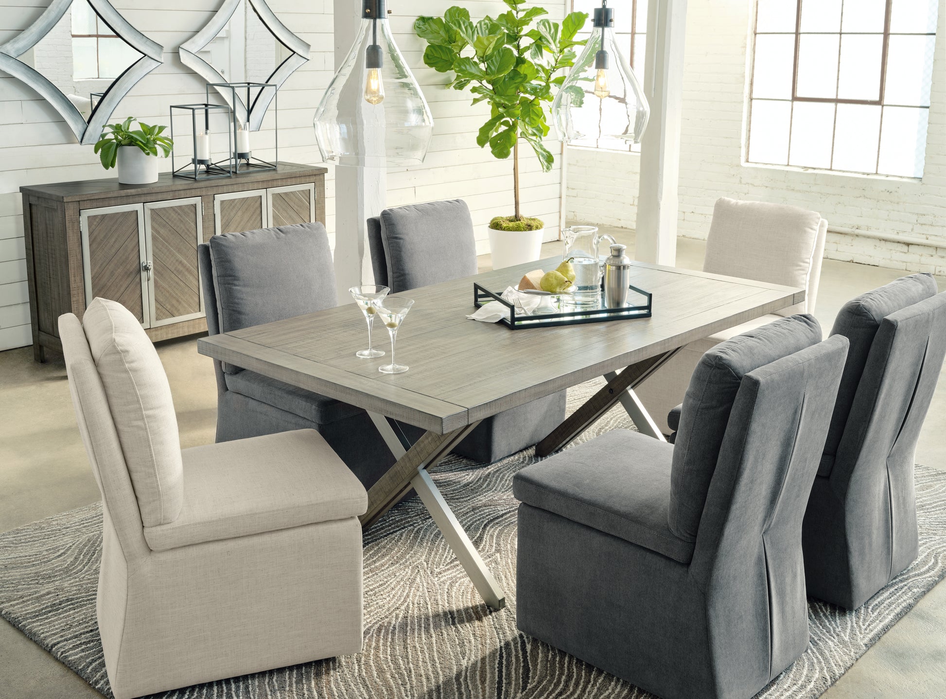 Cassel Furniture Outlet - Ashley Furniture - Krystanza Dining Room - Rectangular Dining Room Table / Weathered Gray - D766-25