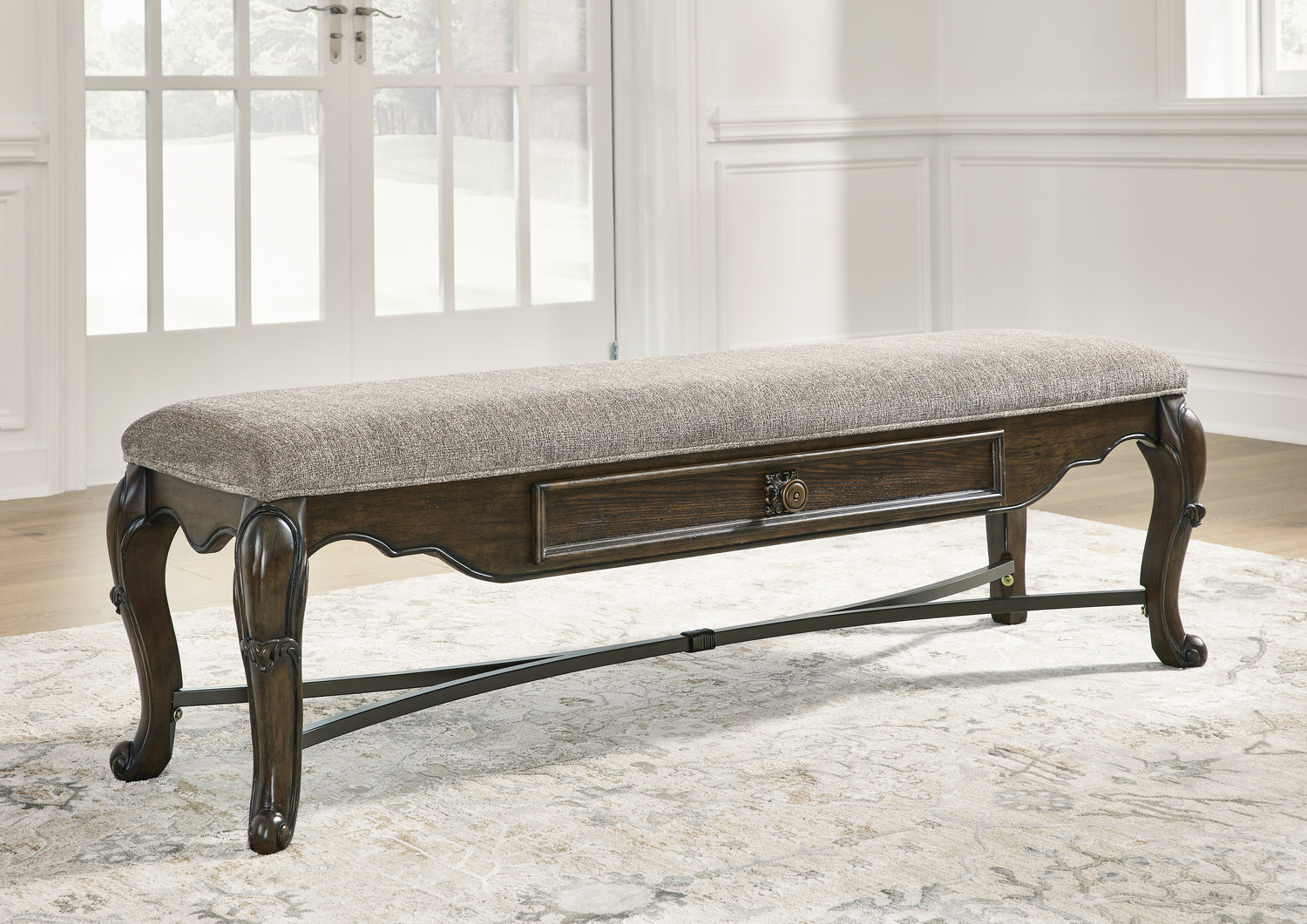 Cassel Furniture Outlet - Ashley Furniture - Maylee Dining Room - Dining Buffet and Hutch / Dark Brown / 71.75"W x 20.75"D x 89.25"H - D947D1