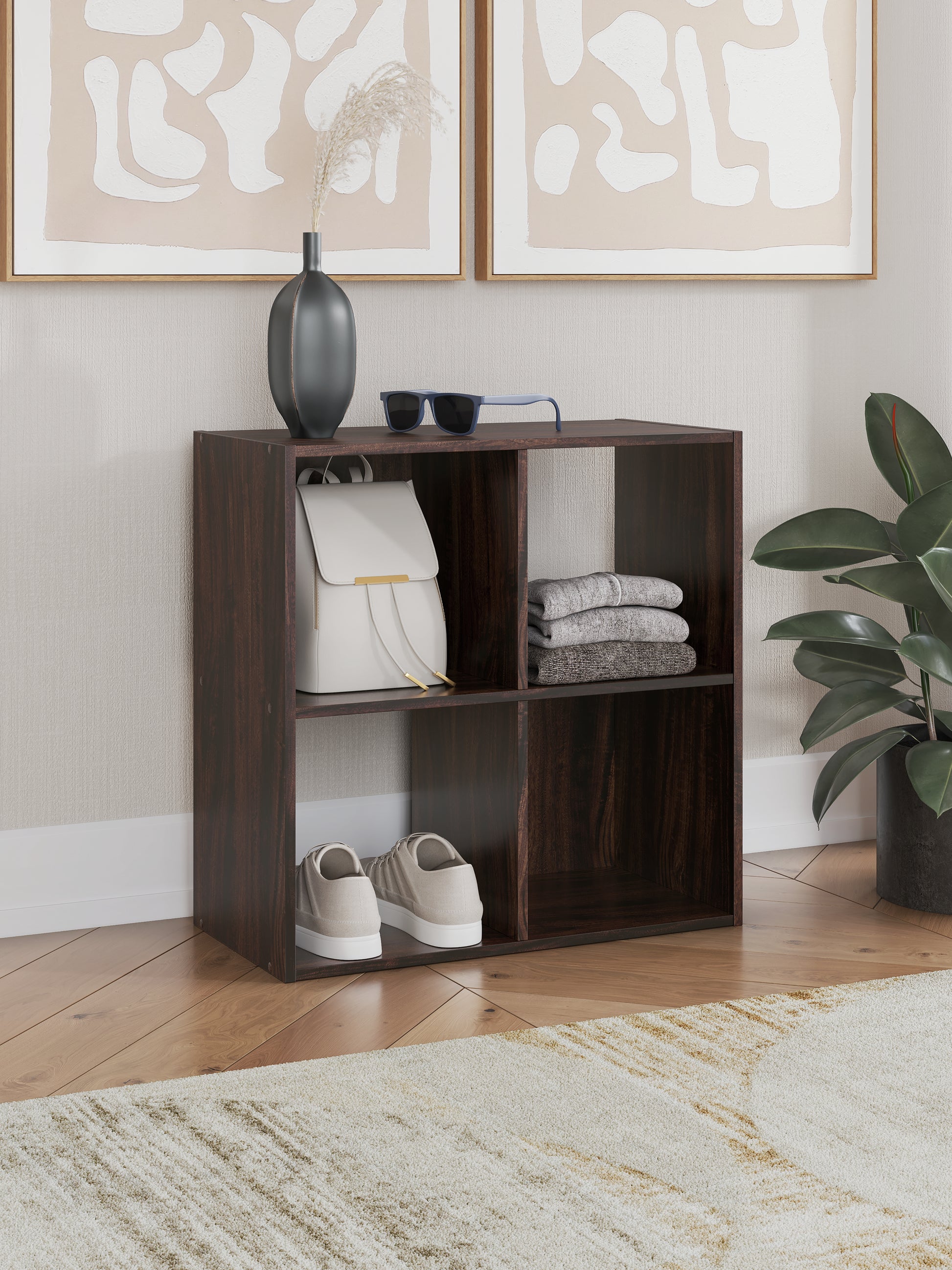 Cassel Furniture Outlet - Ashley Furniture - Glosmount Four Cube Organizer - Four Cube Organizer / Cherry/Light Brown - EA1055-2X2