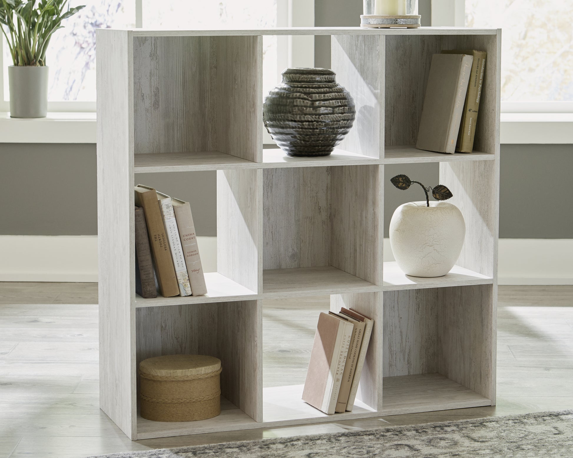 Cassel Furniture Outlet - Ashley Furniture - Paxberry Nine Cube Organizer - Nine Cube Organizer / Whitewash - EA1811-3X3