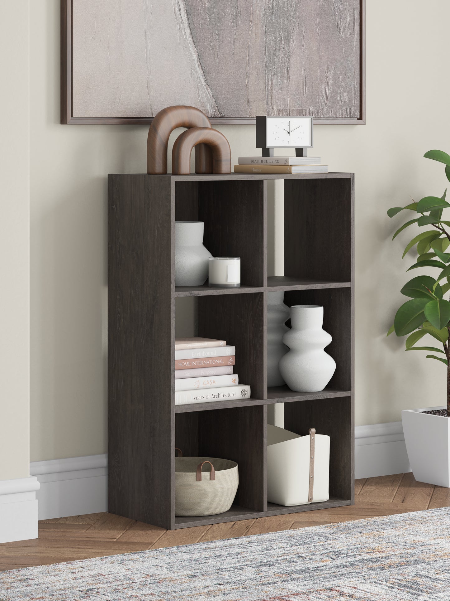 Cassel Furniture Outlet - Ashley Furniture - Piperton Six Cube Organizer - Six Cube Organizer / Charcoal - EA5514-3X2
