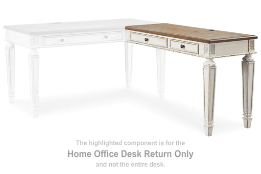 Cassel Furniture Outlet - Ashley Furniture - Realyn Office Desk - Home Office Desk Return / White/Brown - H743-34R