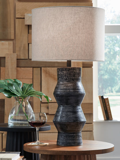 Cassel Furniture Outlet - Ashley Furniture - Kerbert Lighting - 2-Piece Lamp Set / Distressed Black - L100824X2