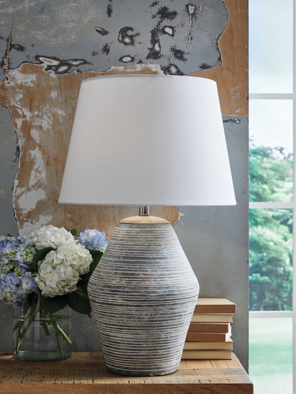 Cassel Furniture Outlet - Ashley Furniture - Lawrock Lighting - Terracotta Table Lamp (1/CN) / Antique Blue - L100834