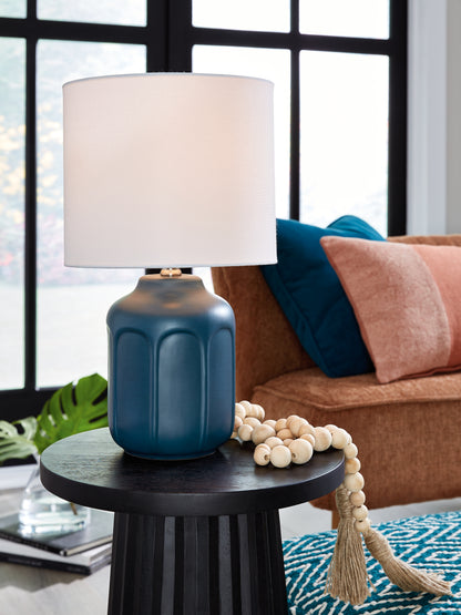 Cassel Furniture Outlet - Ashley Furniture - Gierburg Lighting - Table Lamp (Set of 2) / Teal - L180214X2